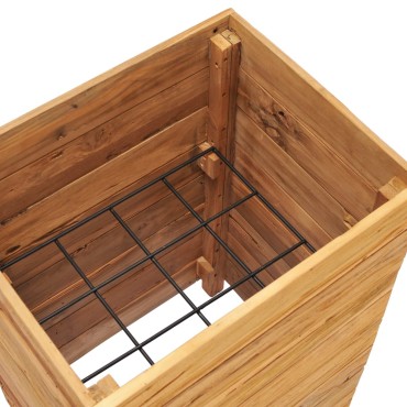 vidaXL Ζαρντινιέρα Υπερυψωμένη 50x40x72 εκ. Ανακυκλ. Ξύλο Teak/Ατσάλι