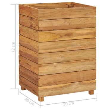 vidaXL Ζαρντινιέρα Υπερυψωμένη 50x40x72 εκ. Ανακυκλ. Ξύλο Teak/Ατσάλι