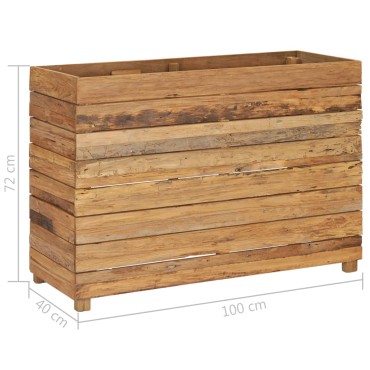 vidaXL Ζαρντινιέρα Υπερυψωμένη 100x40x72 εκ. Ανακυκλ. Ξύλο Teak/Ατσάλι