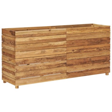 vidaXL Ζαρντινιέρα Υπερυψωμένη 150x40x72 εκ. Ανακυκλ. Ξύλο Teak/Ατσάλι