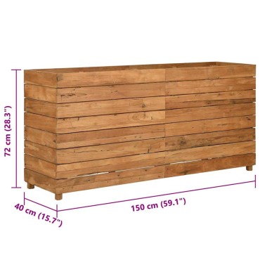 vidaXL Ζαρντινιέρα Υπερυψωμένη 150x40x72 εκ. Ανακυκλ. Ξύλο Teak/Ατσάλι