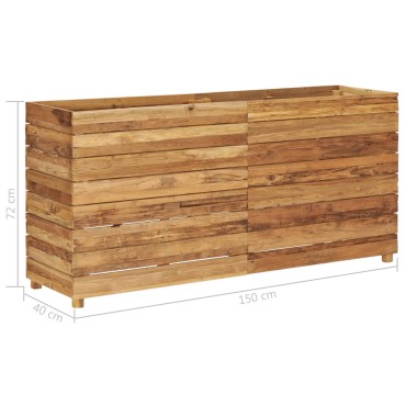 vidaXL Ζαρντινιέρα Υπερυψωμένη 150x40x72 εκ. Ανακυκλ. Ξύλο Teak/Ατσάλι