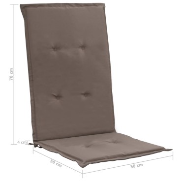 vidaXL Μαξιλάρια Καρέκλας Κήπου με Πλάτη 4 τεμ. Taupe 120x50x3cm