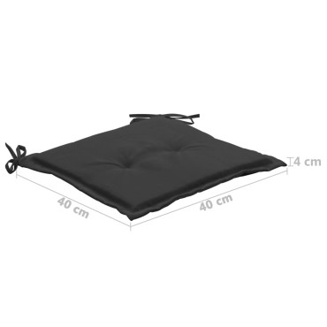 vidaXL Μαξιλάρια Καρέκλας Κήπου 4 τεμ. Μαύρα 40x40x4cm Υφασμάτινα