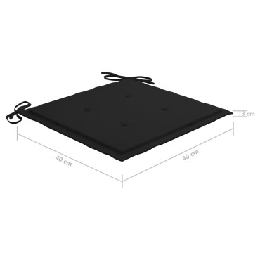 vidaXL Μαξιλάρια Καρέκλας Κήπου 4 τεμ. Μαύρα 40x40x4cm Υφασμάτινα