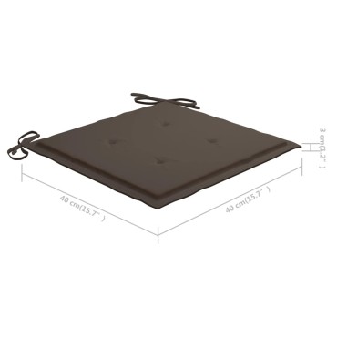vidaXL Μαξιλάρια Καρέκλας Κήπου 4 τεμ. Taupe 40x40x4cm Υφασμάτινα