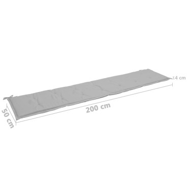 vidaXL Μαξιλάρι Πάγκου Κήπου Γκρι 200x50x4cm Ύφασμα Oxford