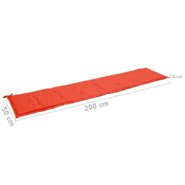 vidaXL Μαξιλάρι Πάγκου Κήπου Κόκκινο 200x50x4cm Ύφασμα Oxford