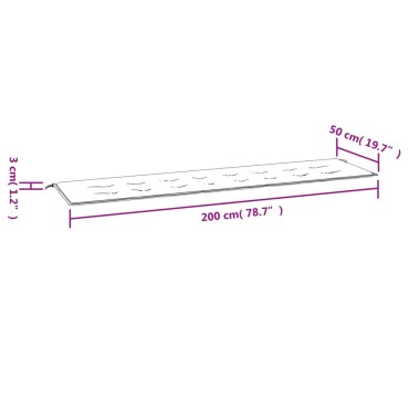 vidaXL Μαξιλάρι Πάγκου Κήπου Κόκκινο 200x50x4cm Ύφασμα Oxford