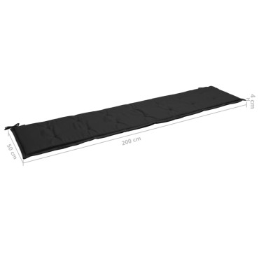 vidaXL Μαξιλάρι Πάγκου Κήπου Μαύρο 200x50x4cm Ύφασμα Oxford