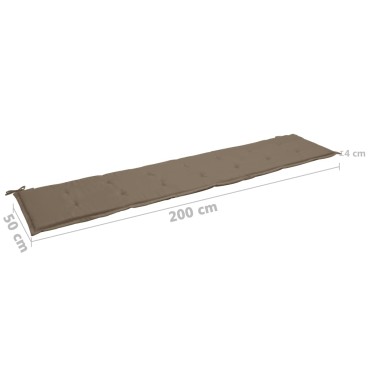vidaXL Μαξιλάρι Πάγκου Κήπου Taupe 200x50x4cm Ύφασμα Oxford