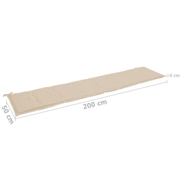 vidaXL Μαξιλάρι Πάγκου Κήπου Μπεζ 200x50x4cm Ύφασμα Oxford