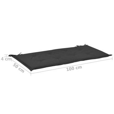 vidaXL Μαξιλάρι Πάγκου Κήπου Μαύρο 100x50x4cm Ύφασμα Oxford