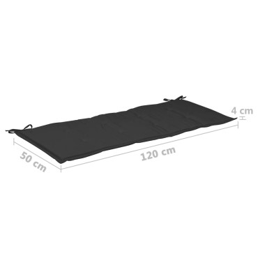 vidaXL Μαξιλάρι Πάγκου Κήπου Μαύρο 120x50x4cm Ύφασμα Oxford