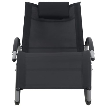 vidaXL Ξαπλώστρα Μαύρη από Textilene με Μαξιλάρι 65x155x83cm 1 τεμ.