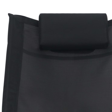 vidaXL Ξαπλώστρα Μαύρη από Textilene με Μαξιλάρι 65x155x83cm 1 τεμ.