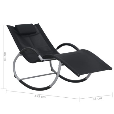 vidaXL Ξαπλώστρα Μαύρη από Textilene με Μαξιλάρι 65x155x83cm 1 τεμ.