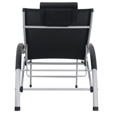 vidaXL Ξαπλώστρα Μαύρη από Αλουμίνιο και Textilene 67,5x180x46cm 1 τεμ.