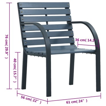 vidaXL Καρέκλες Κήπου 2 τεμ. Γκρι από Ξύλο 61x56x76cm