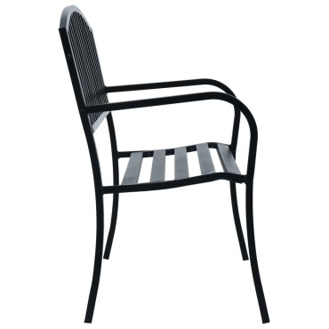 vidaXL Παγκάκι Κήπου Μαύρο Ατσάλινο 125x53x82cm 1 τεμ.