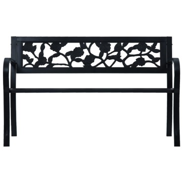 vidaXL Παγκάκι Κήπου Μαύρο Ατσάλινο 125x53x77cm 1 τεμ.