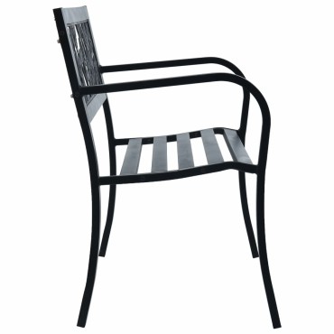 vidaXL Παγκάκι Κήπου Μαύρο Ατσάλινο 125x53x77cm 1 τεμ.