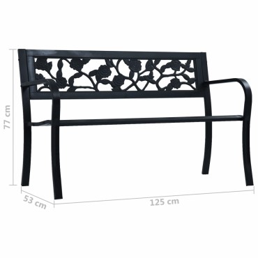 vidaXL Παγκάκι Κήπου Μαύρο Ατσάλινο 125x53x77cm 1 τεμ.