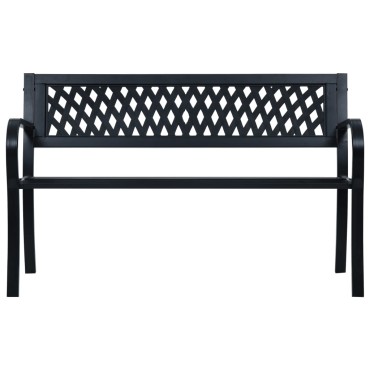 vidaXL Παγκάκι Κήπου Μαύρο Ατσάλινο 125x53x77cm 1 τεμ.