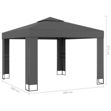 vidaXL Κιόσκι με Διπλή Οροφή Ανθρακί 3 x 3 μ.