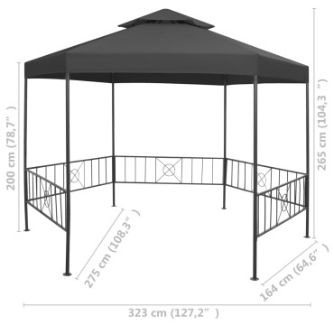 vidaXL Κιόσκι Κήπου Ανθρακί 323 x 275 x 265 εκ.
