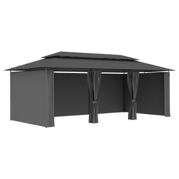 vidaXL Κιόσκι με Κουρτίνες Ανθρακί 600 x 298 x 270 εκ.