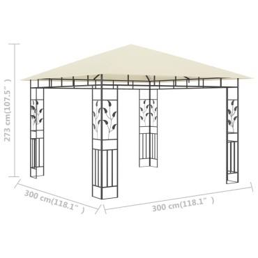 vidaXL Κιόσκι με Αντικουνουπικό Δίχτυ Κρεμ 3x3x2,73 μ. 180 γρ./μ²