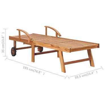 vidaXL Ξαπλώστρα από Μασίφ Ξύλο Teak 1 τεμ.