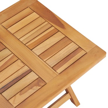 vidaXL Ξαπλώστρα από Μασίφ Ξύλο Teak με Τραπέζι 40x40x35cm 1 τεμ.
