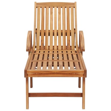 vidaXL Ξαπλώστρα από Μασίφ Ξύλο Teak με Τραπέζι 40x40x35cm 1 τεμ.