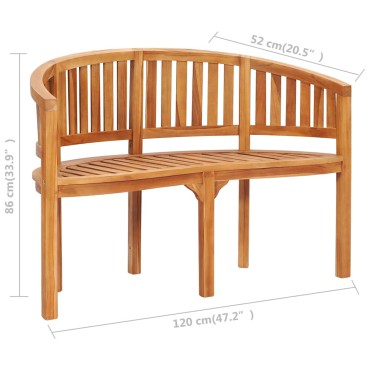 vidaXL Παγκάκι με Καμπυλωτή Πλάτη από Μασίφ Ξύλο Teak 120x52x86cm 1 τεμ.