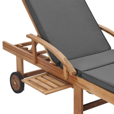 vidaXL Ξαπλώστρα Σκούρο Γκρι από Μασίφ Ξύλο Teak με Μαξιλάρι 1 τεμ.