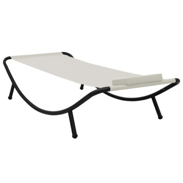 vidaXL Ξαπλώστρα - Κρεβάτι Κήπου Κρεμ 200x90cm από Ατσάλι