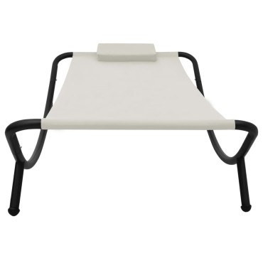 vidaXL Ξαπλώστρα - Κρεβάτι Κήπου Κρεμ 200x90cm από Ατσάλι