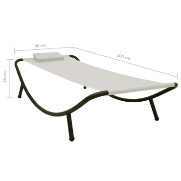 vidaXL Ξαπλώστρα - Κρεβάτι Κήπου Κρεμ 200x90cm από Ατσάλι