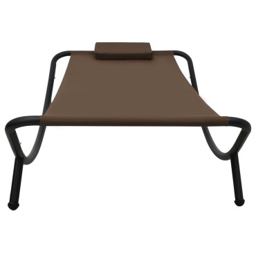 vidaXL Ξαπλώστρα - Κρεβάτι Κήπου Καφέ 200x90cm από Ατσάλι