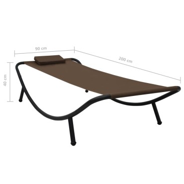 vidaXL Ξαπλώστρα - Κρεβάτι Κήπου Καφέ 200x90cm από Ατσάλι