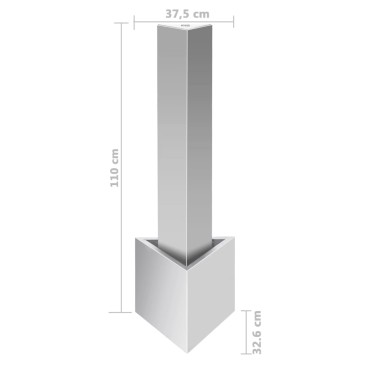 vidaXL Σιντριβάνι Κήπου Ασημί 37,7x32,6x110 εκ. από Ανοξείδωτο Ατσάλι
