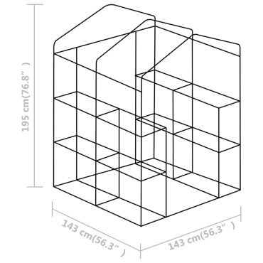 vidaXL Θερμοκήπιο με Ράφια 143 x 143 x 195 εκ. από Ατσάλι