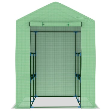 vidaXL Θερμοκήπιο με Ράφια 143 x 143 x 195 εκ. από Ατσάλι