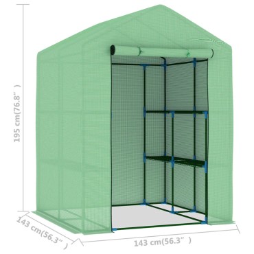 vidaXL Θερμοκήπιο με Ράφια 143 x 143 x 195 εκ. από Ατσάλι