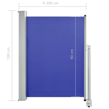 vidaXL Σκίαστρο Πλαϊνό Συρόμενο Βεράντας Μπλε 100 x 300 εκ.