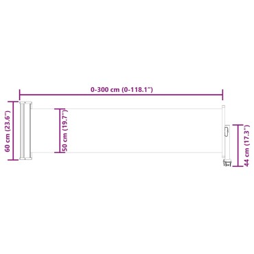 vidaXL Σκίαστρο Πλαϊνό Συρόμενο Βεράντας Γκρι 60 x 300 εκ.