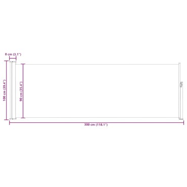 vidaXL Σκίαστρο Πλαϊνό Συρόμενο Βεράντας Γκρι 100 x 300 εκ.