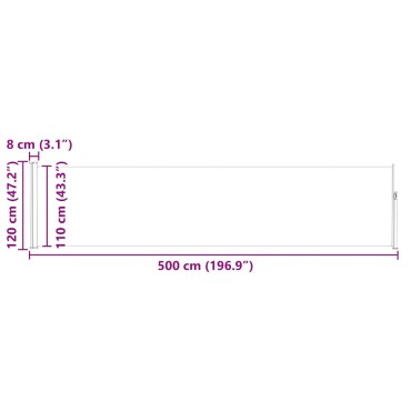 vidaXL Σκίαστρο Πλαϊνό Συρόμενο Βεράντας Κρεμ 120 x 500 εκ.